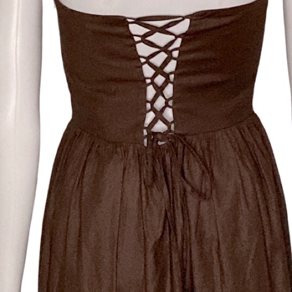 NWT Reformation Buckley Cafe Brown Strapless Lace up Back Midi Dress - Sz 6 - Picture 6 of 9
